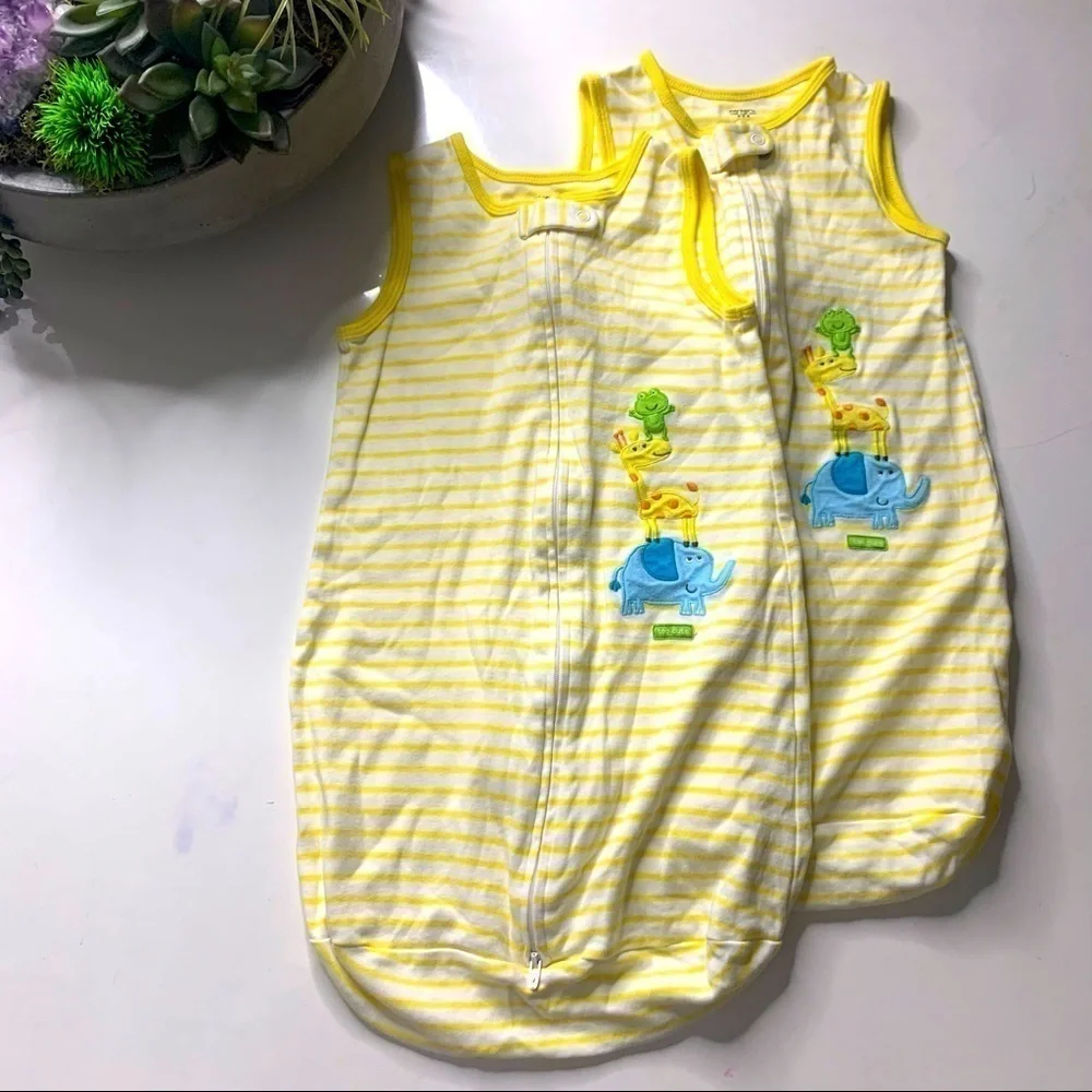 Carter’s Unisex 0 to 9 months Sleeveless Stripe yellow Bundle sleeper sacks